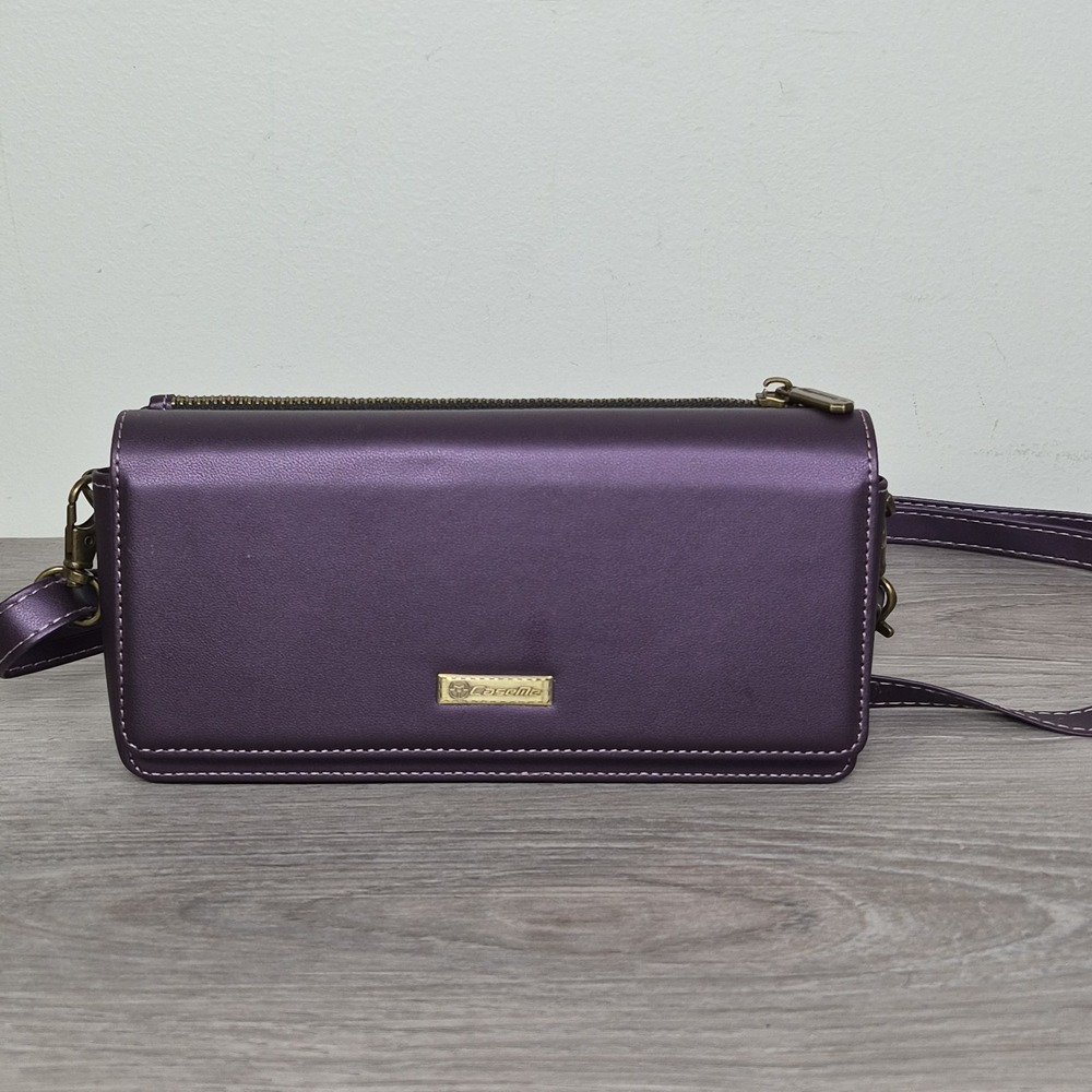 CaseMe Satin Purple Crossbody Bag Wallet Card Holder Removable Strap Clutch